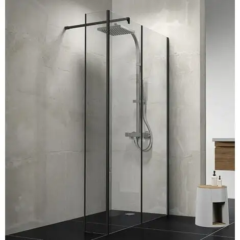 Paroi De Douche à L'italienne + Paroi De Retour Fixe 120 X 26 X 200 Cm, Verre 6 Mm Anticalcaire, Paroi Fixe Walk In, Profilé Noir Mat, Miami, Schulte 6 Paroi De Douche à L'italienne + Paroi De Retour Fixe 120 X 26 X 200 Cm, Verre 6 Mm Anticalcaire, Paroi Fixe Walk In, Profilé Noir Mat, Miami, Schulte – Image 4