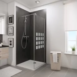 Paroi De Douche Fixe Walk In, Verre 5 Mm, Décor Cubic Transparent, Profilé Aspect Chromé, Schulte, 80 X 190 Cm