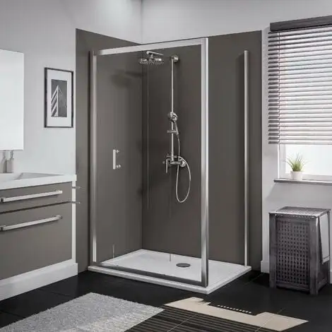 Porte De Douche Coulissante + Paroi Latérale, Sunny, Schulte, Verre 5 Mm, Transparent, Profilé Aspect Chromé, 120 X 90 X 190 Cm 3 Porte De Douche Coulissante + Paroi Latérale, Sunny, Schulte, Verre 5 Mm, Transparent, Profilé Aspect Chromé, 120 X 90 X 190 Cm