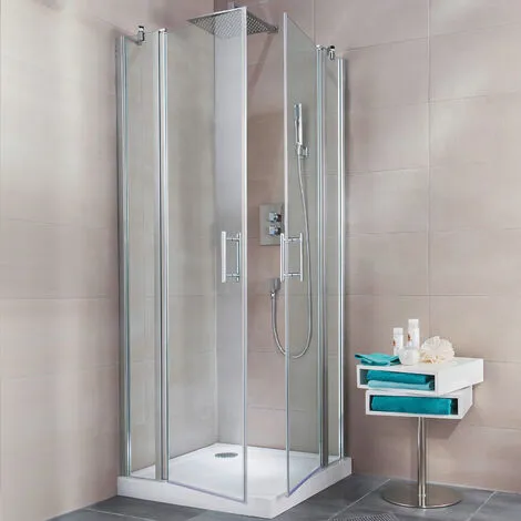 Accès D'ange Droit Avec Portes De Douche Pivotantes, 90 X 90 X 190 Cm, Verre Transparent 5mm, Profilé Aspect Chromé, Reverso, Schulte -SCHULTE Soldes Boutique 14161921 1
