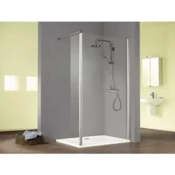 Paroi De Douche à L'italienne Avec Retour Pivotant, Verre 6 Mm Anticalcaire, Paroi De Douche, Solo, Schulte, 90 X 35 X 200 Cm