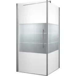 Porte De Douche Pivotante 90 X 90 X 190 Cm + Paroi Latérale, Traitement Anticalcaire, Verre 6 Mm, Décor Dépoli Light, Style, Schulte