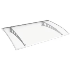 Marquise Auvent De Porte, 140 X 89 Cm, Schulte Lyra, Polycarbonate, Fixations Blanches