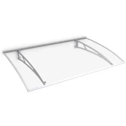 Marquise Auvent De Porte, 140 X 89 Cm, Schulte Lyra, Polycarbonate, Fixation Blanche