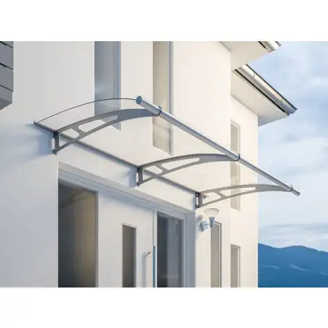 Marquise Auvent De Porte, Module De Base, SchulteLT-Line XL, 287 X 142 Cm, Verre Acrylique Transparent, Fixation Inox Brossé Mat, Schulte -SCHULTE Soldes Boutique 17529590 1
