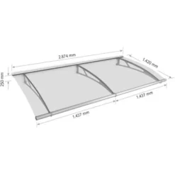 Marquise Auvent De Porte, Module De Base, SchulteLT-Line XL, 287 X 142 Cm, Verre Acrylique Transparent, Fixation Inox Brossé Mat, Schulte -SCHULTE Soldes Boutique 17529590 2