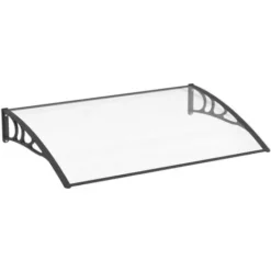 Marquise Auvent De Porte, 120 X 80 Cm, Schulte, Polycarbonate Alvéolaire, Fixations En Plastique Noir