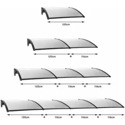 Marquise Auvent De Porte, 120 X 80 Cm, Schulte, Polycarbonate Alvéolaire, Fixations En Plastique Noir -SCHULTE Soldes Boutique 17529615 3