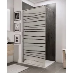 Paroi De Douche à L'italienne, Profilé Aspect Chromé à Clipser, Paroi Fixe Walk In, NewStyle Schulte, Traitement Anticalcaire, Décor Mistral, Verre 5 Mm, 90 X 190 Cm