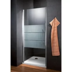 Porte De Douche Pivotante 80 X 190 Cm, Verre 6 Mm Anticalcaire, Décor Dépoli Light, Profilé Aspect Chromé, Style, Schulte