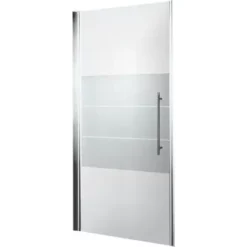 Porte De Douche Pivotante 90 X 190 Cm, Verre 6 Mm Anticalcaire, Décor Dépoli Light, Profilé Aspect Chromé, Style, Schulte