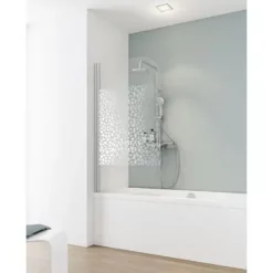 Pare-baignoire Rabattable, 80 X 140 Cm, Verre 5 Mm, Paroi De Baignoire 1 Volet Capri Schulte, écran De Baignoire Pivotant, Décor Sérigraphié Terrazzo, Profilé Alu Nature