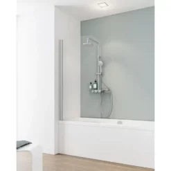 Pare-baignoire Rabattable Sans Percer, 80 X 140 Cm, Verre 5 Mm, Paroi De Baignoire Avec Kit à Coller, Profilé Alu Nature, Verre Transparent, Capri, Schulte
