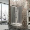 Cabine De Douche Intégrale Arrondie Rhodos, 85 X 85 X 225 Cm, Verre De Sécurité Transparent 4 Mm, Face Arrière Noir, Profilés Alu Nature, Portes Coulissantes, Cabine De Douche Complète Schulte -SCHULTE Soldes Boutique 23765583 1