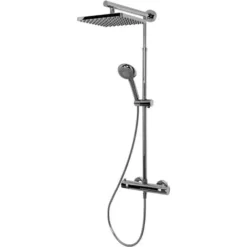 Colonne De Douche Avec Thermostat Intégré, 42 X 92 Cm, Rain Schulte, Douchette à Main Ronde, Pommeau Carré Orientable, Aspect Chromé