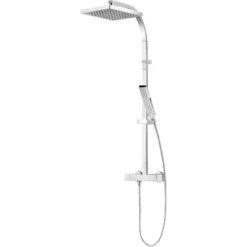 Colonne De Douche Avec Thermostat Intégré, 45 X 102 Cm, Rain II Schulte, Douchette à Main Carrée, Pommeau Carré Orientable, Aspect Chromé