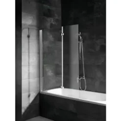 Pare-baignoire Rabattable 104 X 130 Cm, Verre 5 Mm, Paroi De Baignoire 2 Volets, écran De Baignoire Pivotant, Komfort Schulte, Profilé Blanc