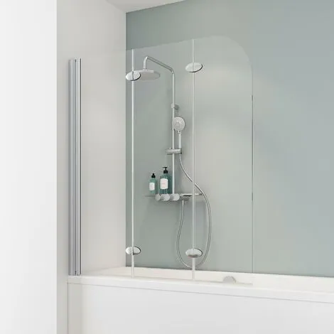 Pare-baignoire Rabattable 125x 140 Cm, Verre Transparent 5 Mm, Paroi De Baignoire 3 Volets, écran De Baignoire Pivotant, Komfort Schulte, Profilé Alu-argenté 3 Pare-baignoire Rabattable 125x 140 Cm, Verre Transparent 5 Mm, Paroi De Baignoire 3 Volets, écran De Baignoire Pivotant, Komfort Schulte, Profilé Alu-argenté
