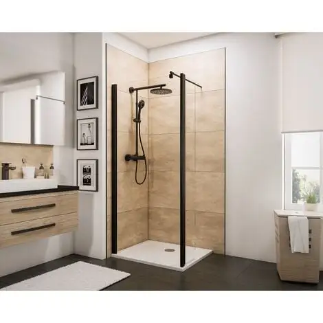 Paroi De Douche à L'italienne Avec Retour Pivotant, Profilé Noir à Clipser, Paroi Fixe Walk In Style Industriel, NewStyle, Schulte, Verre 5 Mm Transparent Anticalcaire, 80 X 30 X 190 Cm 3 Paroi De Douche à L'italienne Avec Retour Pivotant, Profilé Noir à Clipser, Paroi Fixe Walk In Style Industriel, NewStyle, Schulte, Verre 5 Mm Transparent Anticalcaire, 80 X 30 X 190 Cm