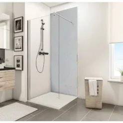 Panneau Mural Crépi Gris, Revêtement Pour Douche Et Salle De Bains, DécoDesign DÉCOR, Schulte, 100 X 210 Cm
