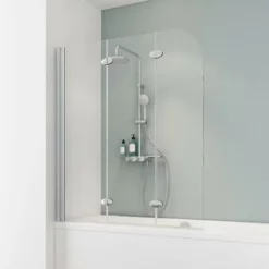 Pare-baignoire Rabattable 125 X 140 Cm, Verre 5 Mm, Paroi De Baignoire 3 Volets, écran De Baignoire Pivotant, Komfort Express-Plus Schulte, Profilé Alu-argenté, Verre Transparent