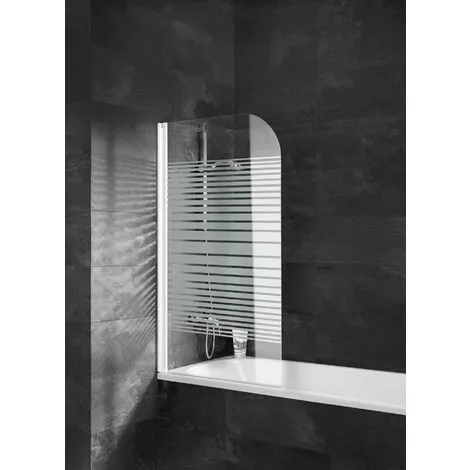 Pare-baignoire Rabattable, Verre 5 Mm, Paroi De Baignoire, écran De Baignoire Pivotant, Capri Express-Plus Schulte, Décor Sérigraphié Rayures, Profilé Blanc, 1 Volet 80 X 140 Cm 4 Pare-baignoire Rabattable, Verre 5 Mm, Paroi De Baignoire, écran De Baignoire Pivotant, Capri Express-Plus Schulte, Décor Sérigraphié Rayures, Profilé Blanc, 1 Volet 80 X 140 Cm – Image 2