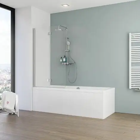 Pare-baignoire Rabattable, Verre 5 Mm, Paroi De Baignoire 2 Volets, écran De Baignoire Pivotant Schulte, 90 X 140 Cm, Verre Transparent , Profilé Alu Argenté 3 Pare-baignoire Rabattable, Verre 5 Mm, Paroi De Baignoire 2 Volets, écran De Baignoire Pivotant Schulte, 90 X 140 Cm, Verre Transparent , Profilé Alu Argenté
