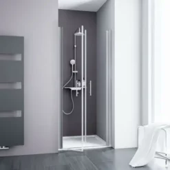 Portes De Douche Battantes, Verre 5 Mm Transparent Anticalcaire, Profilé Alu-argenté, Schulte, 80 X 192 Cm
