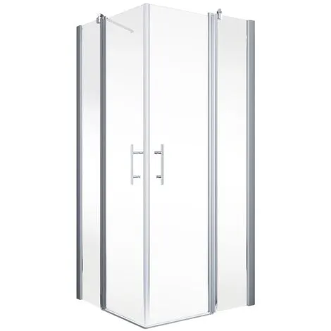 Accès D'angle Droit Avec Portes De Douche Battantes, Verre 5 Mm Transparent Anticalcaire, Profilé Alu-argenté, Schulte, 80 X 80 X 192 Cm 4 Accès D'angle Droit Avec Portes De Douche Battantes, Verre 5 Mm Transparent Anticalcaire, Profilé Alu-argenté, Schulte, 80 X 80 X 192 Cm – Image 2