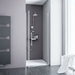 Porte De Douche Pivotante, Verre 5 Mm Transparent Anticalcaire, Profilé Alu-argenté, Schulte, 80 X 192 Cm