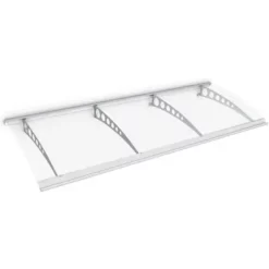 Marquise Auvent De Porte, 240 X 90 Cm, Schulte Style Plus, Polycarbonate Transparent, Fixations En Acier Blanc, Circle