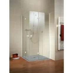 Accès D'angle Droit Avec Portes De Douche Pivotantes-pliantes, Verre 5 Mm, Profilés Blancs, Confort, Schulte, 80 X 80 X 190 Cm