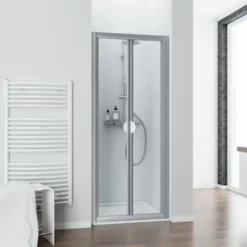 Porte De Douche Pliante, Verre Transparent, Phoenix II, Schulte, Profilé Alu Nature, Verre 3mm, 70 X 185 Cm