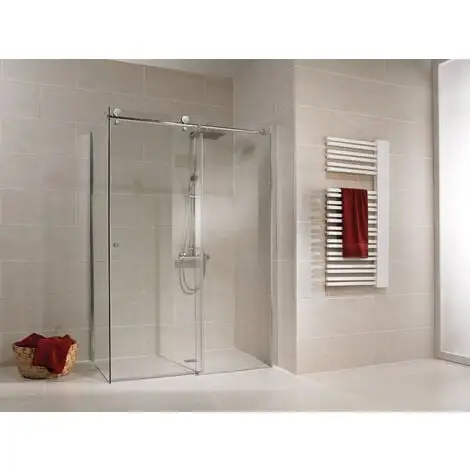Porte De Douche Coulissante + Paroi De Retour Fixe, Verre 8 Mm, Profilé Aspect Chromé, MasterClass, Schulte, 120 X 80 X 200 Cm 4 Porte De Douche Coulissante + Paroi De Retour Fixe, Verre 8 Mm, Profilé Aspect Chromé, MasterClass, Schulte, 120 X 80 X 200 Cm – Image 2