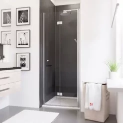 Porte De Douche Pivotante-pliante, Verre 5 Mm Anticalcaire, Profilé Aspect Chromé, Schulte, 80 X 192 Cm Montage à Droite