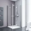 Accès D'angle Droit Avec Portes De Douche Pivotantes-pliantes, Verre 5 Mm Transparent Anticalcaire, Profilé Aspect Chromé, Schulte, 80 X 80 X 192 Cm