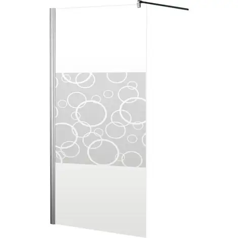 Paroi De Douche à L'italienne Avec Retour Pivotant, Paroi Fixe Walk In Décor Cercles, Profilé Aspect Chromé, Style 2.0, Schulte, 90 X 30 X 190 Cm, Verre 5 Mm Anticalcaire 4 Paroi De Douche à L'italienne Avec Retour Pivotant, Paroi Fixe Walk In Décor Cercles, Profilé Aspect Chromé, Style 2.0, Schulte, 90 X 30 X 190 Cm, Verre 5 Mm Anticalcaire – Image 2
