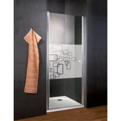 Porte De Douche Pivotante, Profilé Aspect Chromé, Style 2.0, Schulte, Verre 5 Mm Anticalcaire, Décor Softcube 80 X 192 Cm