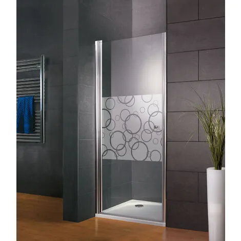 Porte De Douche Pivotante, Profilé Aspect Chromé, Style 2.0, Schulte, Verre 5 Mm Anticalcaire, Décor Cercles 80 X 192 Cm 3 Porte De Douche Pivotante, Profilé Aspect Chromé, Style 2.0, Schulte, Verre 5 Mm Anticalcaire, Décor Cercles 80 X 192 Cm