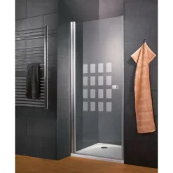 Porte De Douche Pivotante, Profilé Aspect Chromé, Style 2.0, Schulte, Verre 5mm, Décor Cubic 90 X 192 Cm, Transparent Anticalcaire