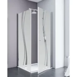 Porte De Douche Pivotante + Paroi De Retour Fixe, Verre 5 Mm Anticalcaire, Profilé Aspect Chromé, Style 2.0, Schulte, Liane, 80 X 80 X 193 Cm