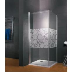 Porte De Douche Pivotante + Paroi De Retour Fixe, Verre 5 Mm Anticalcaire, Profilé Aspect Chromé, Style 2.0, Schulte, Cercles, 80 X 80 X 193 Cm