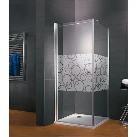 Porte De Douche Pivotante + Paroi De Retour Fixe, Verre 5 Mm Anticalcaire, Profilé Aspect Chromé, Style 2.0, Schulte, Cercles, 80 X 80 X 193 Cm 3 Porte De Douche Pivotante + Paroi De Retour Fixe, Verre 5 Mm Anticalcaire, Profilé Aspect Chromé, Style 2.0, Schulte, Cercles, 80 X 80 X 193 Cm