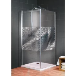Porte De Douche Pivotante + Paroi De Retour Fixe, Verre 5 Mm Anticalcaire, Profilé Aspect Chromé, Style 2.0, Schulte, Galets Chromés, 80 X 80 X 193 Cm