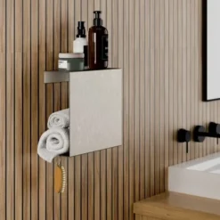 SCHULTE Etagère D’angle De Douche à Coller, Tablette De Douche Murale 23 X 23 X 9,5 Cm, Aspect Inox