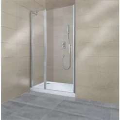 Porte De Douche Pivotante Grande Niche, Verre 5 Mm Anticalcaire, 2 éléments XL, Profilé Aspect Chromé, Reverso, Schulte, 120 X 195 Cm