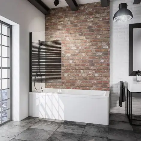 Pare-baignoire Rabattable, Verre 5 Mm, Paroi De Baignoire Schulte, écran De Baignoire Pivotant, Profilé Noir, Sérigraphié Rayures, 1 Volet 70 X 130 Cm 4 Pare-baignoire Rabattable, Verre 5 Mm, Paroi De Baignoire Schulte, écran De Baignoire Pivotant, Profilé Noir, Sérigraphié Rayures, 1 Volet 70 X 130 Cm – Image 2