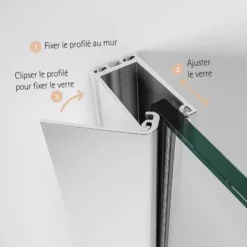 Porte De Douche Pivotante Sur Paroi Fixe, Verre Transparent Anticalcaire, NewStyle Schulte, Profilé Mural à Clipser Aspect Chromé, 90 X 192 Cm -SCHULTE Soldes Boutique 48789061 4