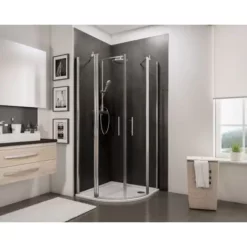 Accès D'angle Arrondi Avec Portes De Douche Battantes, NewStyle Schulte, 80 X 80 X 192 Cm, Verre Anticalcaire Transparent, Profilé Aspect Chromé à Clipser