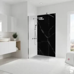 Panneau Mural Marbre De Carrare Noir, Revêtement Pour Douche Et Salle De Bains, DécoDesign SOFTTOUCH, Schulte, 100 X 210 Cm
